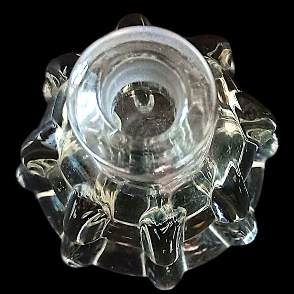 Art Deco Perfume Bottle Heavy Pressed Glass Fan Shaped Stopper Victorian FLAW - Picture 4 of 16